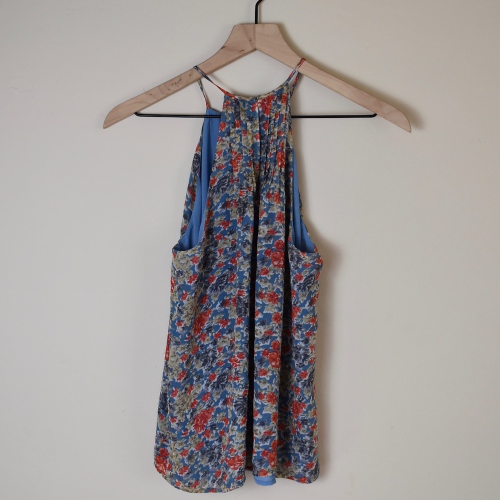 Joie Blue and Orange Floral Halter Tank - Picture 6 of 8